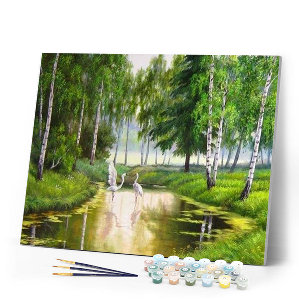 paint by numbers | Herons in the pond | advanced landscapes | FiguredArt