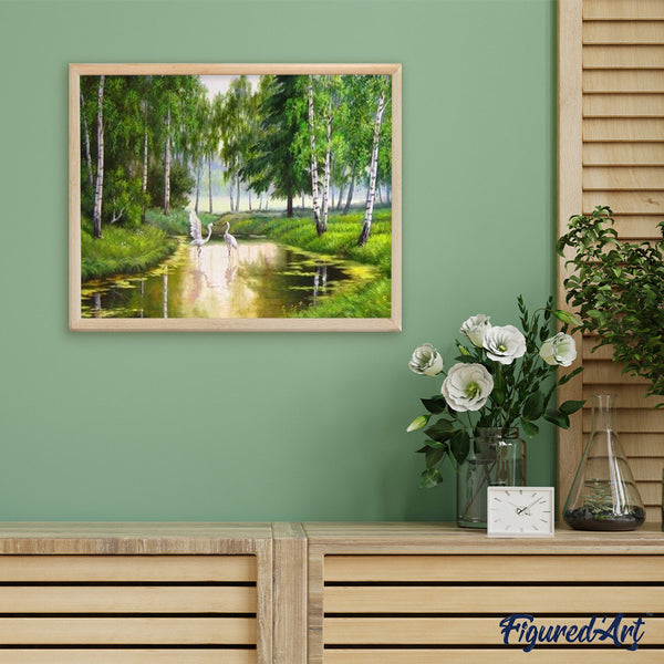 paint by numbers | Herons in the pond | advanced landscapes | FiguredArt