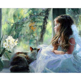 paint by numbers | Girl looking through the window | advanced animals cats romance | FiguredArt