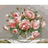 paint by numbers | Bouquet of Pink Flowers on a small Table | flowers intermediate | FiguredArt