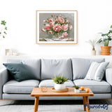 paint by numbers | Bouquet of Pink Flowers on a small Table | flowers intermediate | FiguredArt