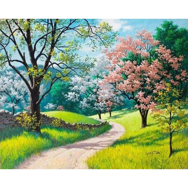 paint by numbers | Walk during Spring season | advanced landscapes | FiguredArt