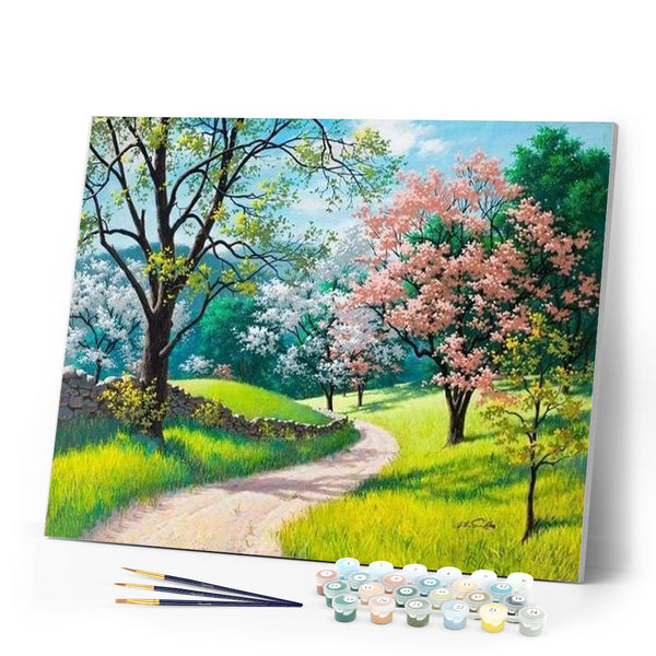 paint by numbers | Walk during Spring season | advanced landscapes | FiguredArt