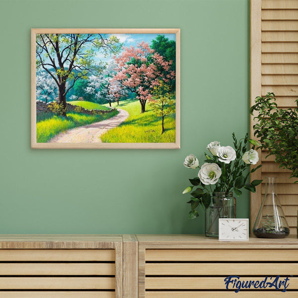 paint by numbers | Walk during Spring season | advanced landscapes | FiguredArt