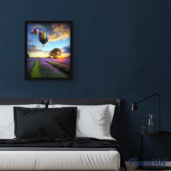 paint by numbers | Hot Air Balloon over the Purple Fields | advanced landscapes | FiguredArt
