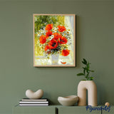 paint by numbers | Red Flowers and Daisies | flowers intermediate | FiguredArt