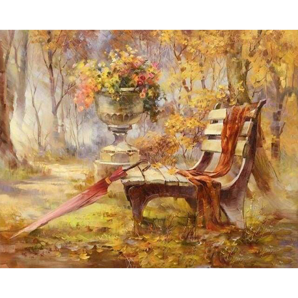 paint by numbers | Umbrella in the park | advanced landscapes | FiguredArt