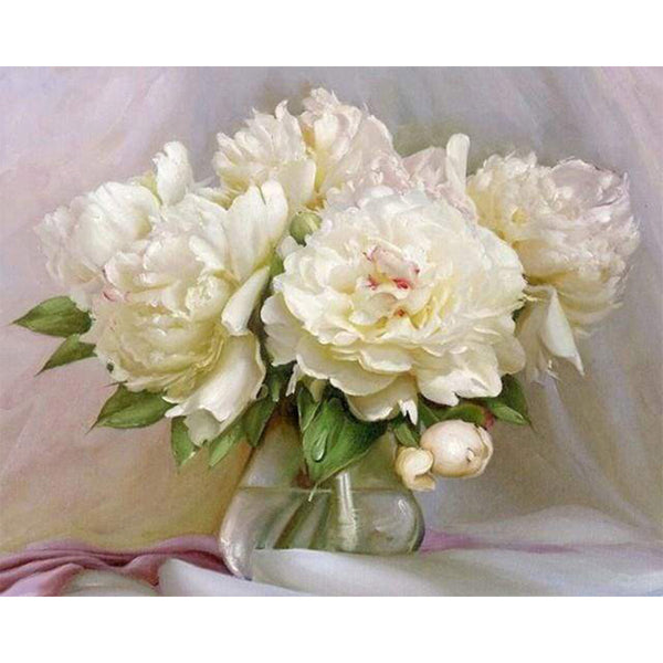 paint by numbers | White Peonies | flowers intermediate | FiguredArt