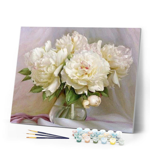 paint by numbers | White Peonies | flowers intermediate | FiguredArt