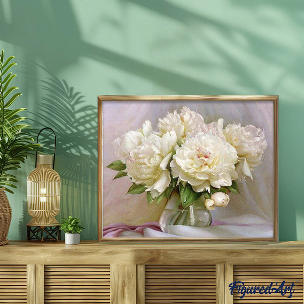 paint by numbers | White Peonies | flowers intermediate | FiguredArt