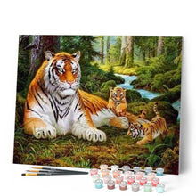 Load image into Gallery viewer, paint by numbers | Tiger family in the Woods | advanced animals tigers | FiguredArt