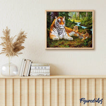 Load image into Gallery viewer, paint by numbers | Tiger family in the Woods | advanced animals tigers | FiguredArt