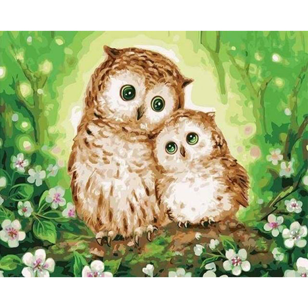 paint by numbers | Family of Owls | animals easy owls | FiguredArt