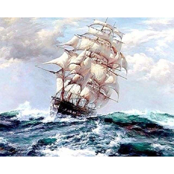 paint by numbers | Sailboat and Storm | advanced ships and boats | FiguredArt