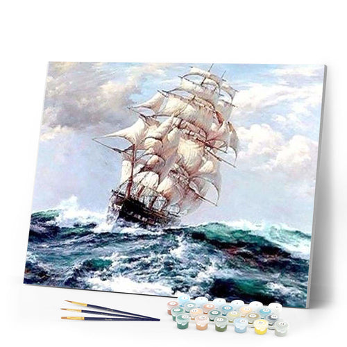 paint by numbers | Sailboat and Storm | advanced ships and boats | FiguredArt