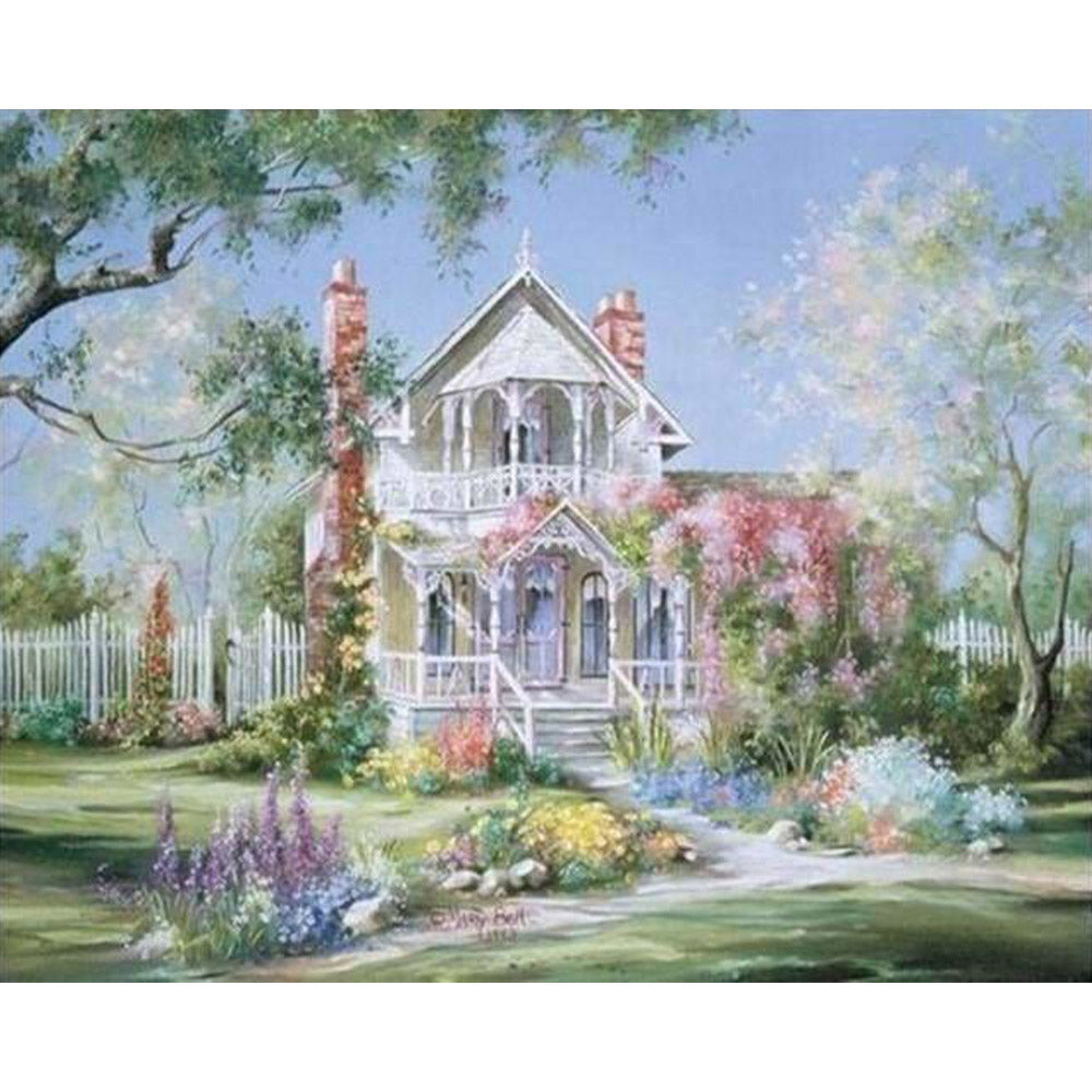 paint by numbers | White house during Spring season | advanced landscapes | FiguredArt