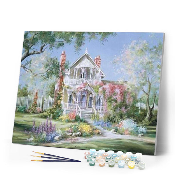 paint by numbers | White house during Spring season | advanced landscapes | FiguredArt