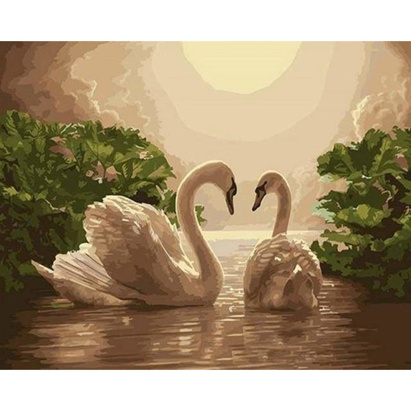 paint by numbers | Swans at Sunset | animals birds easy swans | FiguredArt