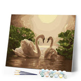 paint by numbers | Swans at Sunset | animals birds easy swans | FiguredArt