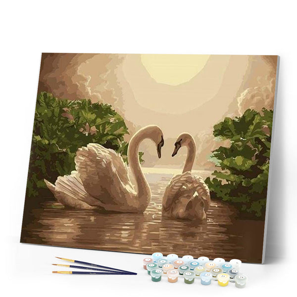 paint by numbers | Swans at Sunset | animals birds easy swans | FiguredArt