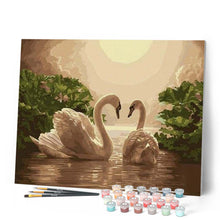 Load image into Gallery viewer, paint by numbers | Swans at Sunset | animals birds easy swans | FiguredArt