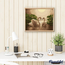 Load image into Gallery viewer, paint by numbers | Swans at Sunset | animals birds easy swans | FiguredArt