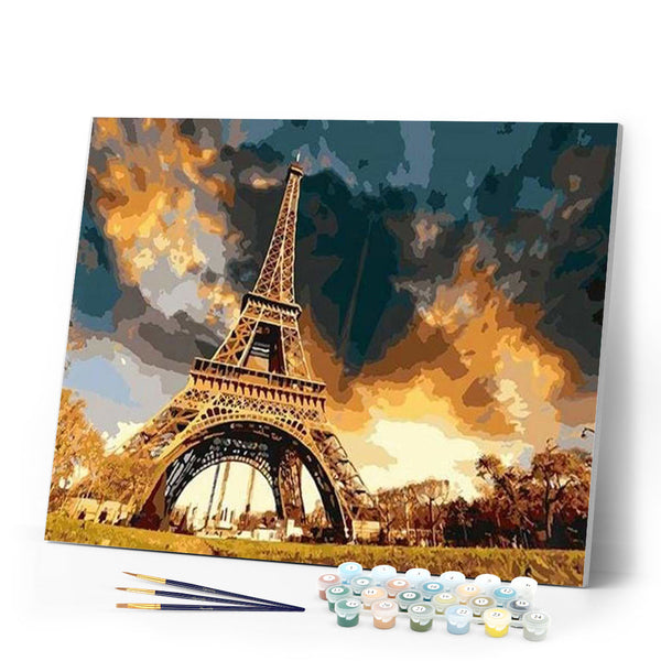 paint by numbers | Eiffel Tower in the Storm | cities intermediate | FiguredArt