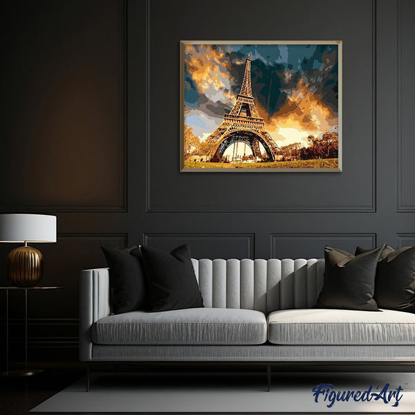 paint by numbers | Eiffel Tower in the Storm | cities intermediate | FiguredArt