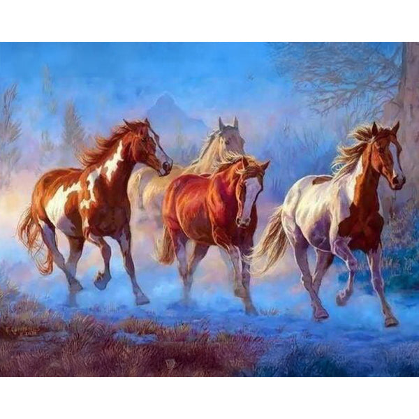paint by numbers | Herd of Horses running | animals horses intermediate | FiguredArt