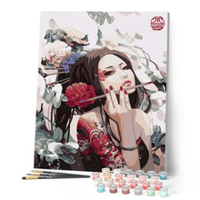 Load image into Gallery viewer, paint by numbers | Beautiful Asian lady | easy romance | FiguredArt