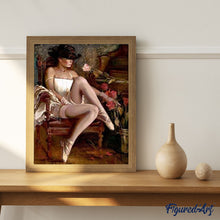 Load image into Gallery viewer, paint by numbers | Sexy Woman with Hat and Ballerina shoes | advanced romance | FiguredArt