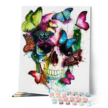 Load image into Gallery viewer, paint by numbers | Colorful Butterflies and Skull | animals butterflies easy | FiguredArt