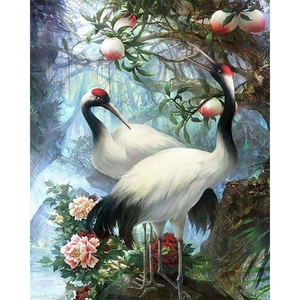 paint by numbers | Crane with Red Head | advanced animals birds cranes | FiguredArt