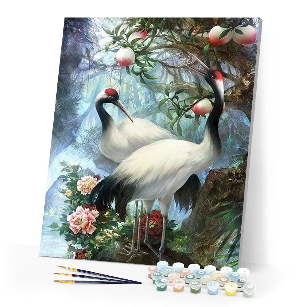 paint by numbers | Crane with Red Head | advanced animals birds cranes | FiguredArt