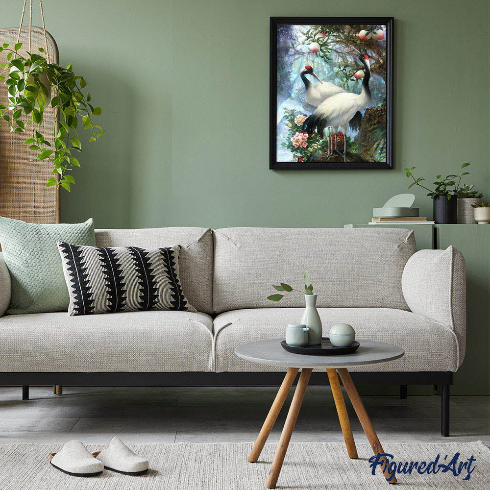 paint by numbers | Crane with Red Head | advanced animals birds cranes | FiguredArt