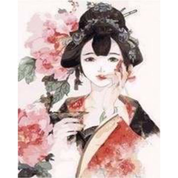 paint by numbers | Asian Lady with Roses | easy world | FiguredArt