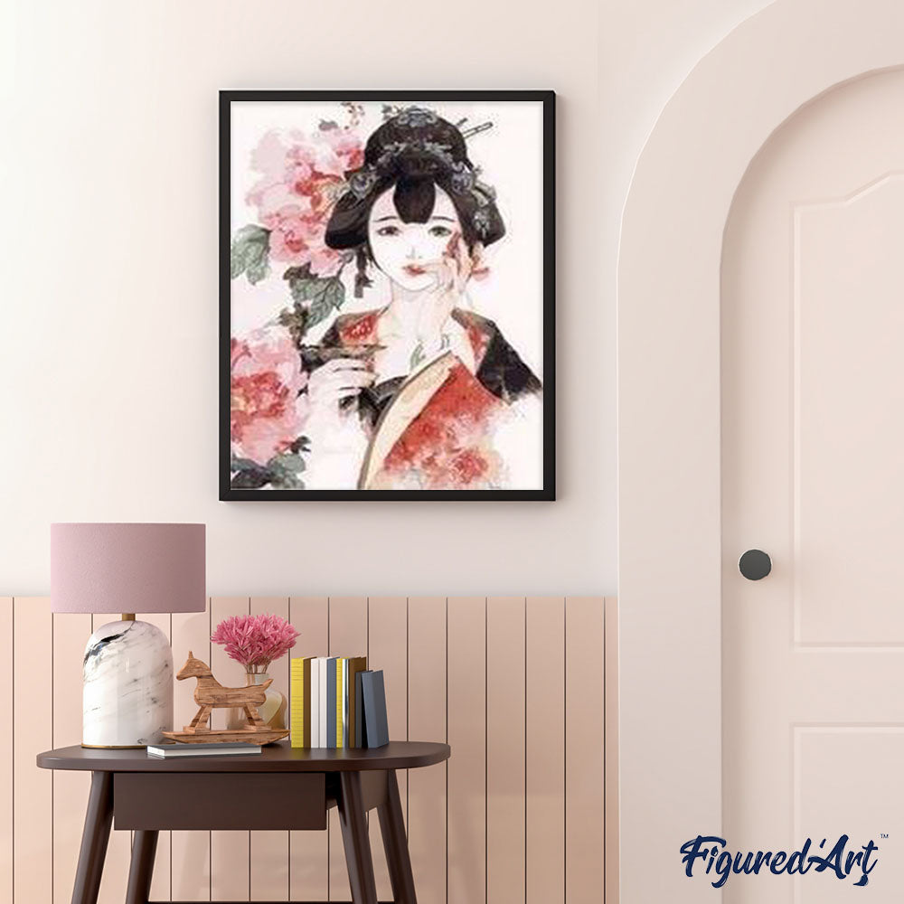 paint by numbers | Asian Lady with Roses | easy world | FiguredArt