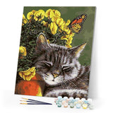 paint by numbers | Little Cat and Butterfly | animals cats easy | FiguredArt