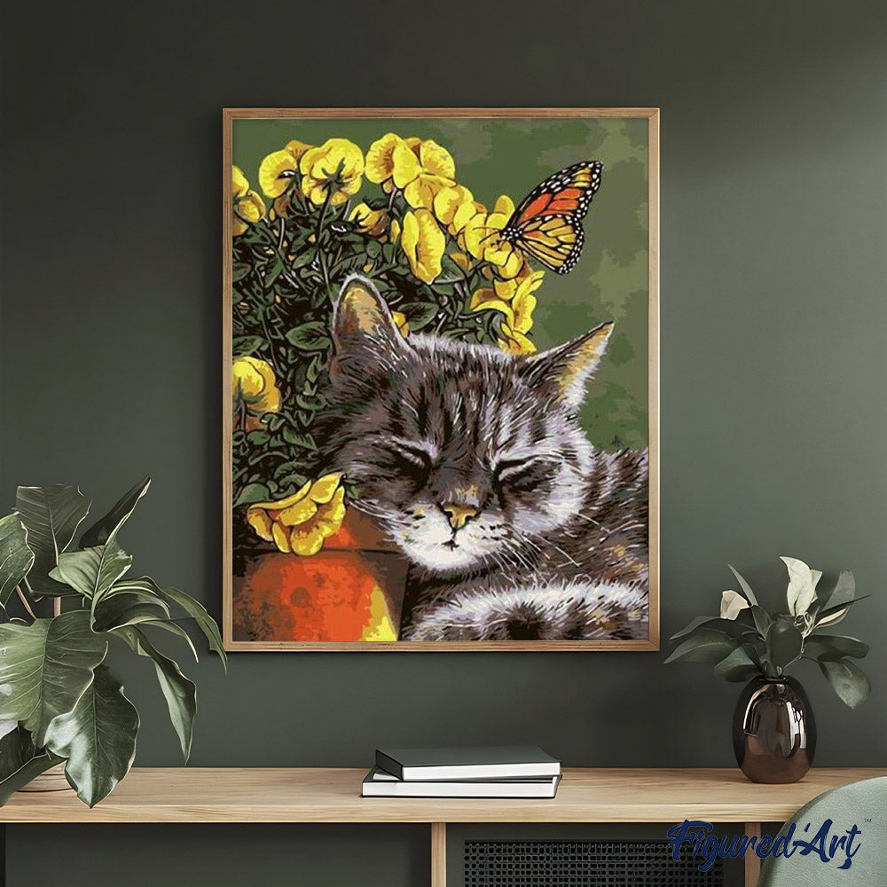 paint by numbers | Little Cat and Butterfly | animals cats easy | FiguredArt