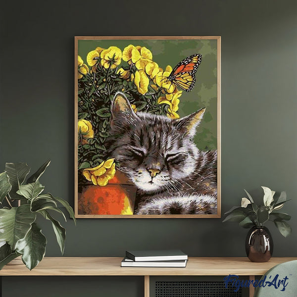 paint by numbers | Little Cat and Butterfly | animals cats easy | FiguredArt