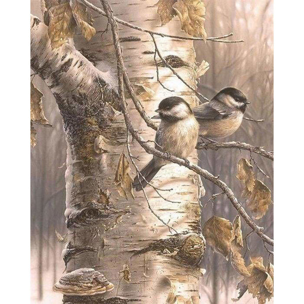 paint by numbers | Two Birds on Branches | animals birds intermediate | FiguredArt