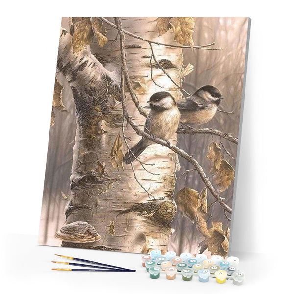 paint by numbers | Two Birds on Branches | animals birds intermediate | FiguredArt