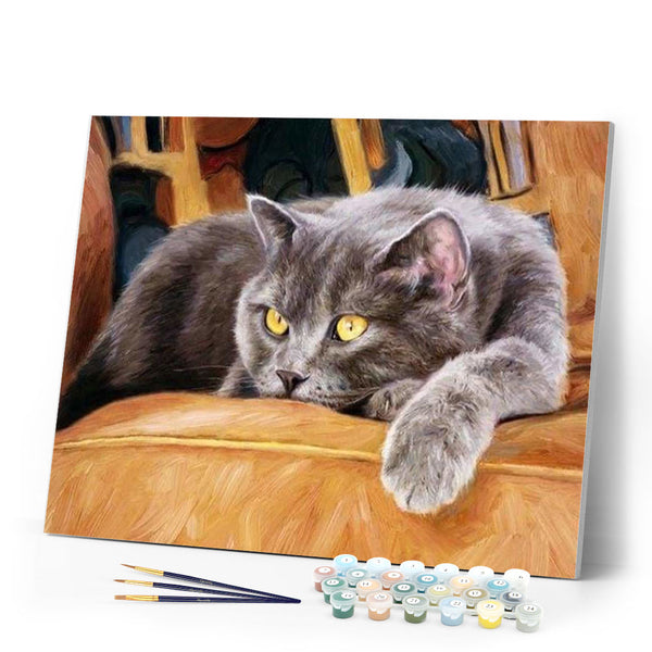 paint by numbers | Cat on Couch | animals cats intermediate | FiguredArt