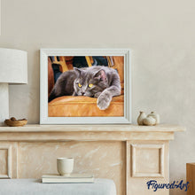 Load image into Gallery viewer, paint by numbers | Cat on Couch | animals cats intermediate | FiguredArt