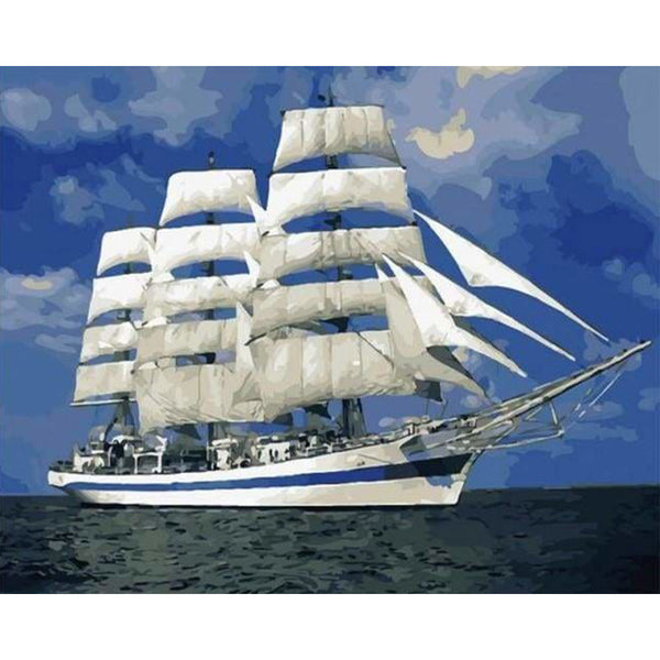 paint by numbers | White Sailboat | easy ships and boats | FiguredArt