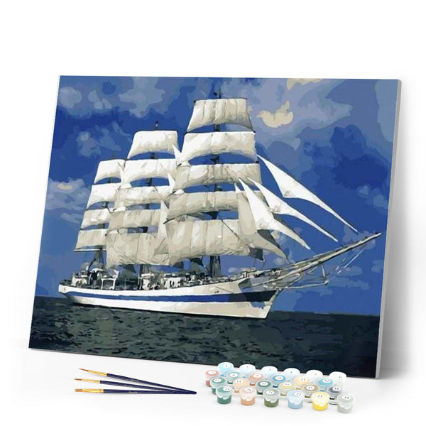 paint by numbers | White Sailboat | easy ships and boats | FiguredArt