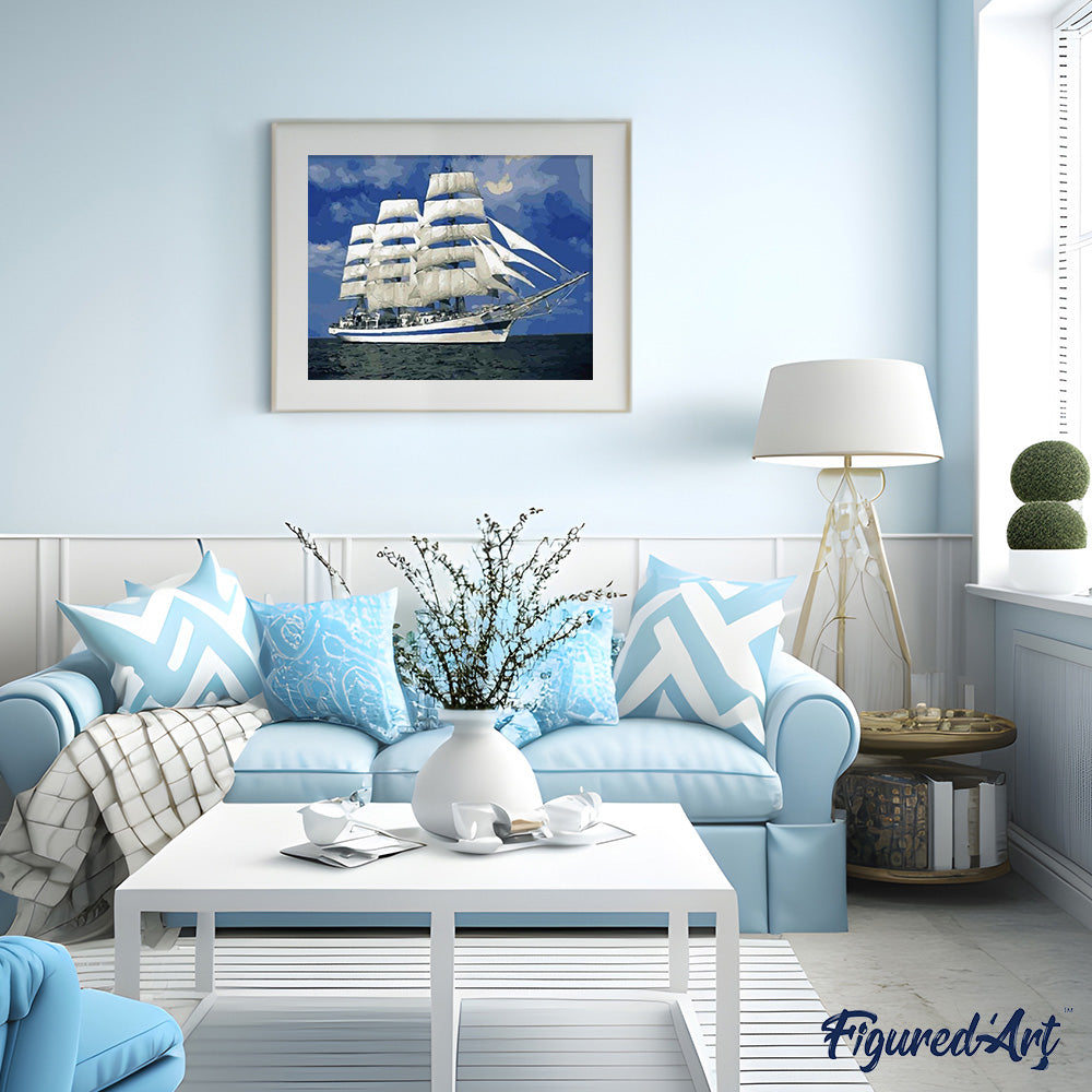 paint by numbers | White Sailboat | easy ships and boats | FiguredArt