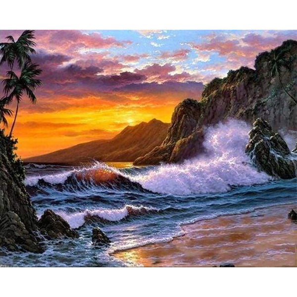 paint by numbers | Cliff and Waves | advanced landscapes | FiguredArt