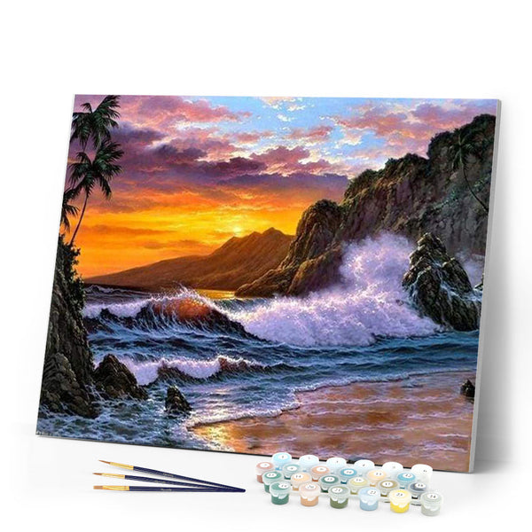 paint by numbers | Cliff and Waves | advanced landscapes | FiguredArt