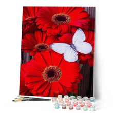 Load image into Gallery viewer, paint by numbers | Butterfly and Red Flowers | easy flowers | FiguredArt